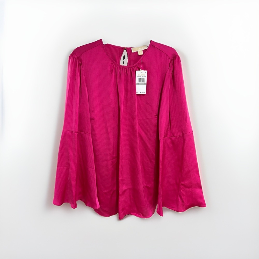 Michael Kors womens BLOUSE SHIRT TOP dress loose HOT PINK plus 1X NEW $110 W97